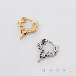 GOTHIC DEER SKULL ANTLERS 316L SURGICAL STEEL EARRING